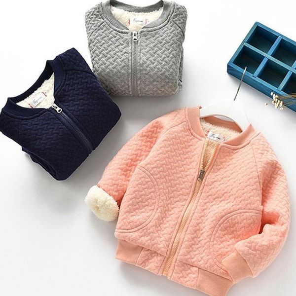 

coat 2021 baby girl parka winter jackets girls boys autumn coats thicken kids cotton plush jacket zipper, Blue;gray