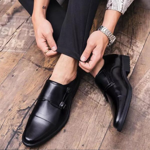 

dress shoes men male business man formal vintage pu mens driving men's plus size zapatos de hombres personlizar m0571, Black