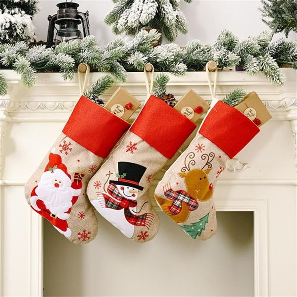 

christmas decorations tree decor stocking snowflake embroidery xmas gift candy bag for home office natal navidad sock