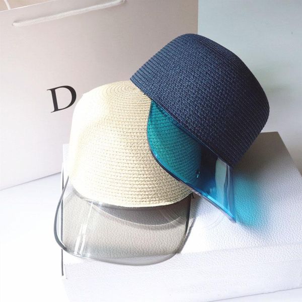 

stingy brim hats summer visors cap uv protection sun visor hat sunshade fishing caps for women raffia men's &, Blue;gray