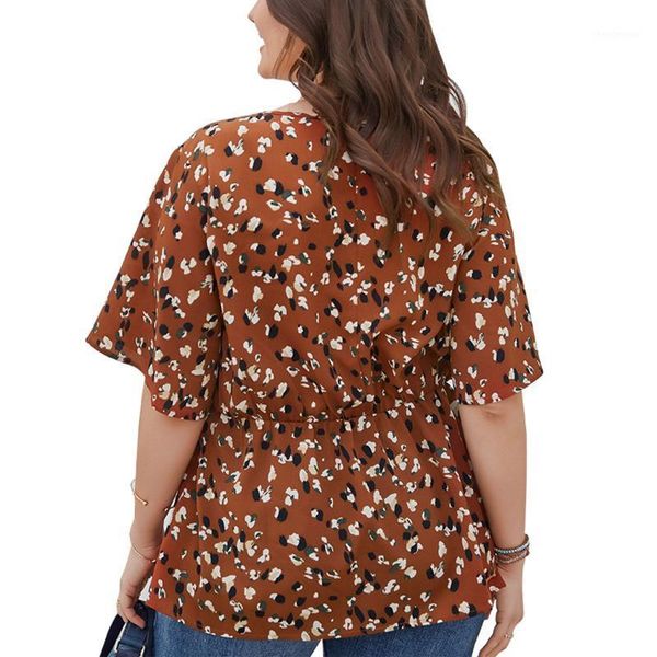 

women's blouses & shirts large size waist chiffon shirt women summer female crop ladies short sleeve, White