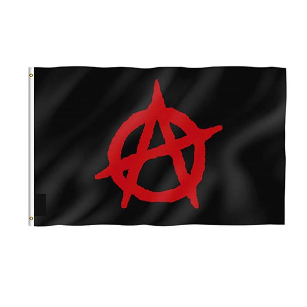 Флаг анархии высокое качество 3x5ft двойное вышивание украшения баннер 90x150см спортивный фестиваль полиэстер цифровые напечатанные оптом