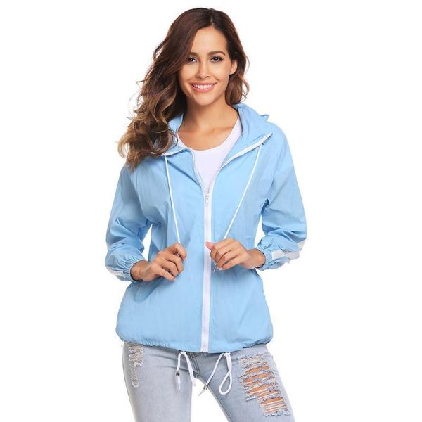 

women's trench coats women long sleeve hooded wind coat waterproof lightweight raincoat outwear with storage pouch casual outdoor zippe, Tan;black