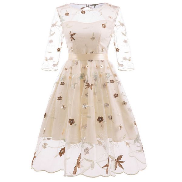 

party dresses 2021 women's lace hand embroidery style pompous, White;black