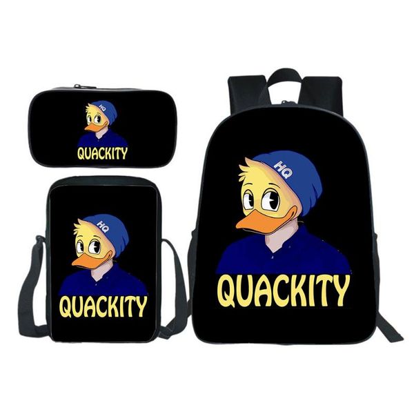 

backpack quackity 3pcs set fashion pencil case shoulder bag children bookbag boy girl teen rucksack students mochila gift