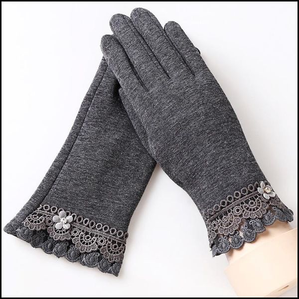

fingerless gloves winter lace ladies warm, Blue;gray