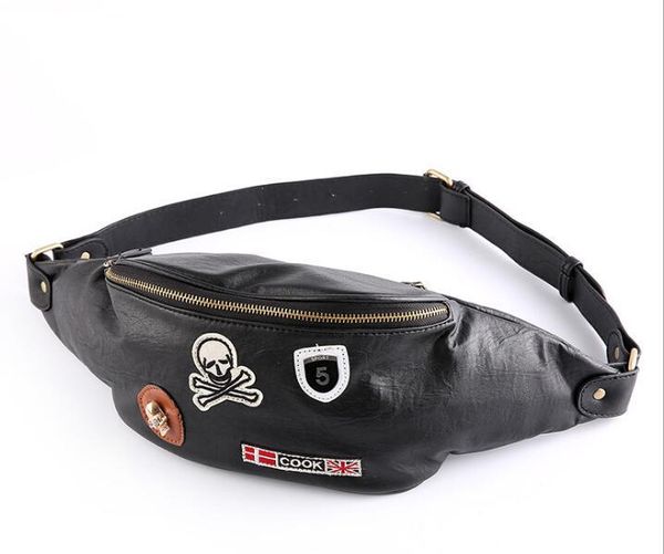 

waist bags 2021 pu leather pockets men's medal small chest bag