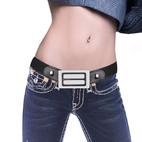 

belts buckle cowskin genuine leather belt no stretch invisible elastic waist for women/men jean pant1, Black;brown