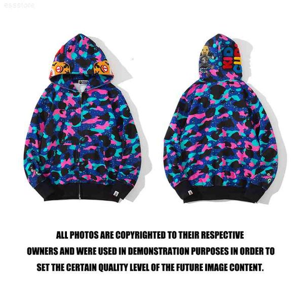 

jerseys hoodies chaopai ape galaxy roaming camouflage tiger head embroidery printed sweater, Black