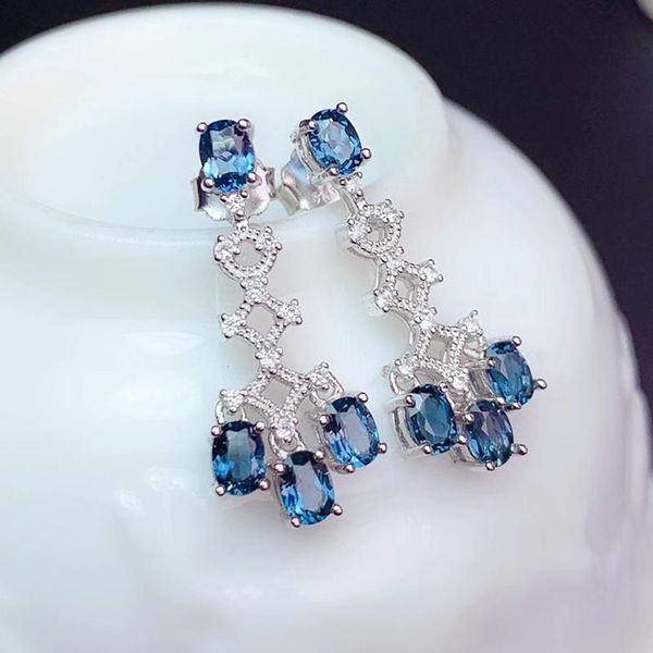 

colife jewelry 100% natural z drop earrings for party 3mm*4mm london blue z silver earrings 925 silver jewelry