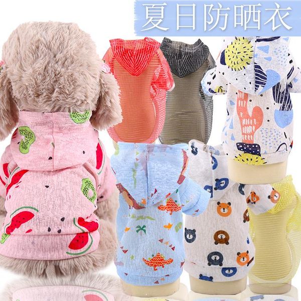 

cat costumes spring summer thin striped shirt dog sun-resistant clothes pet hoodie small dogs /40