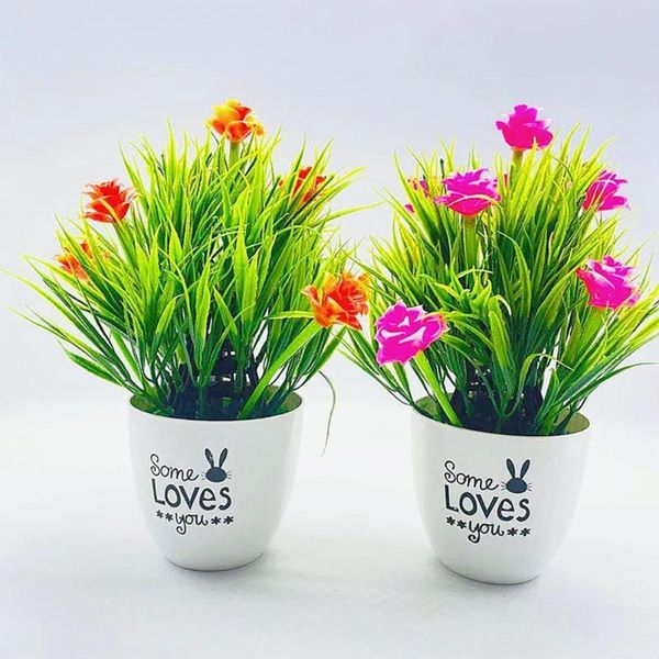 

decorative flowers & wreaths simulation bonsai rose deskornaments plastic party imitation flower plants windowsill decoration