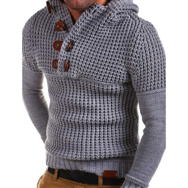 

men's sweaters men retro buckle solid color knitted plaid v-neck ribbing cuffs hoodies male pullover autumn winter, White;black
