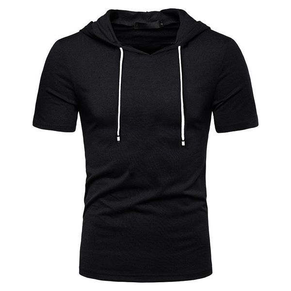 

men's t-shirts summer hooded short-sleeved sweater pure cotton t-shirt oversized t shirt customized products men clothing, White;black