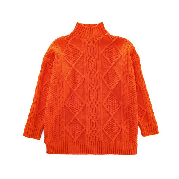 

girl sweater 2021 autumn and winter new chinese big children korean version of the long high collar sweater skirt thickening children's, Blue