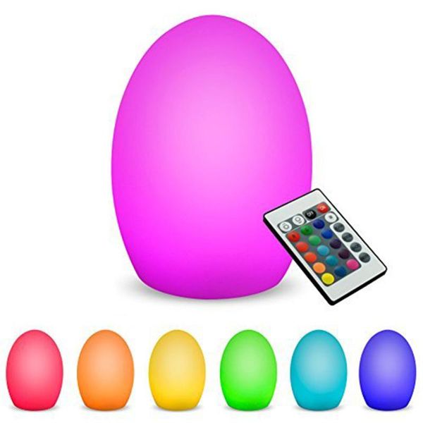 

night lights cordless rgbw led sphere lamp with remote waterproof glowing egg shape bar table light for party pool garden bedroom