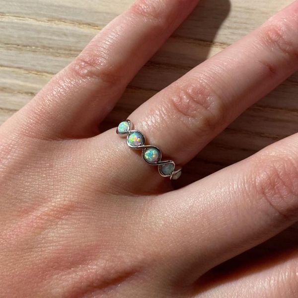 

wedding rings charm female round opal cross ring dainty white stone for women elegant rose gold color filled engagement, Slivery;golden