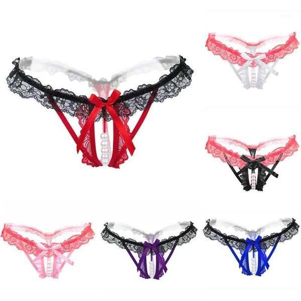 

yoga outfit female underwear lace seamless thongs women's pants pearl g-string women crotchless breathable sleepwear summer cool