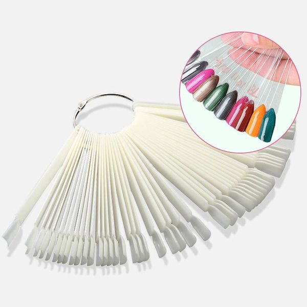 

nail art kits 50/40pcs display false tips clear nature black fan polish swatch sector salon show palette tool