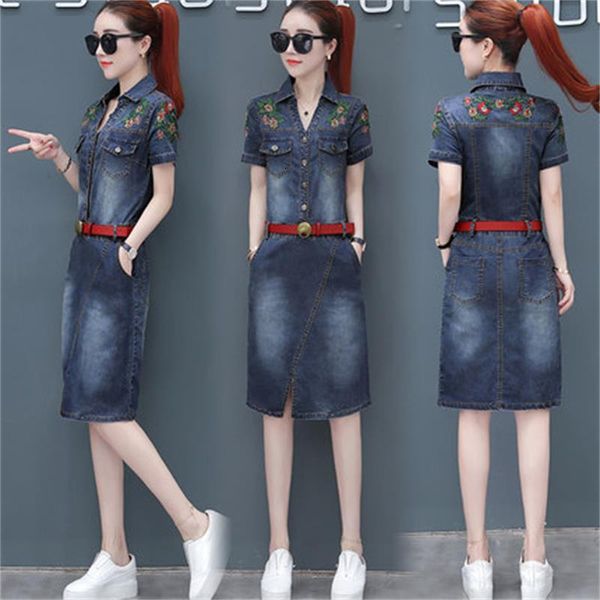

female mode denim dress 2021 summer new woman was thin in paragraph long-tempered hip package dressed tide rsc6, Black;gray