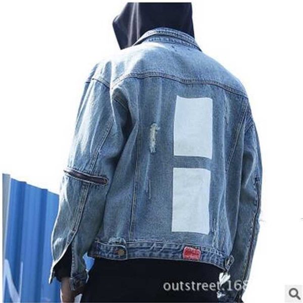 

men's jackets 424 zipper hole ripped vintage jacket wash stand collar jean casual loose bf style coats coat 2 color 2c70, Black;brown