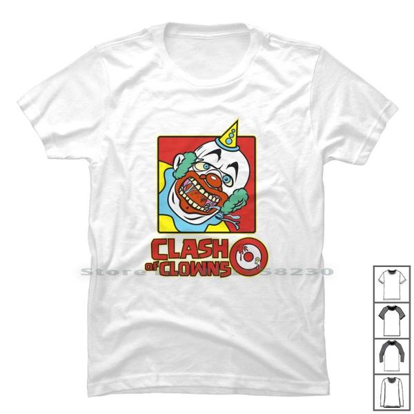 

men's t-shirts clash of clowns t shirt 100% cotton cartoon gamers movie gamer clown game own low ash ny me, White;black