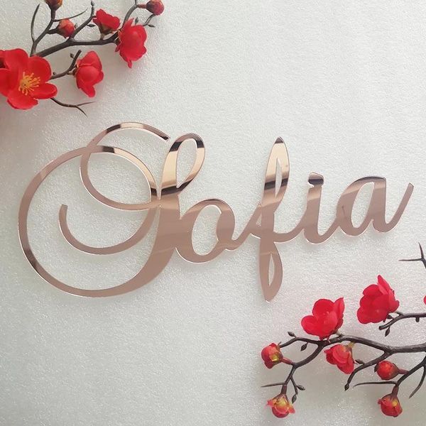 

party decoration custom mirror rose gold baby name sign nursery wall personalized wood rustic wedding baptism1