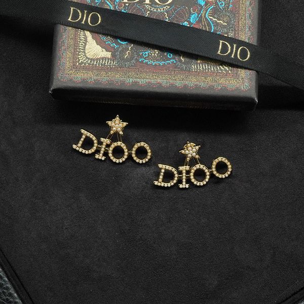 

design jewelry gold star earrings female pearl letters back wearing fashion earrings, Silver