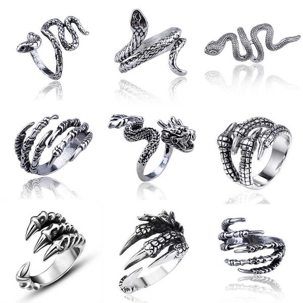

ring vintage animals dragon claw snake men women punk hip hop opening adjustable fashion personality gothic s jewelry gift, Golden;silver