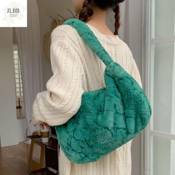

fashion serpentine plush women's shoulder bag snake pattern faux fur women handbags designer animal printed bags for women 2021