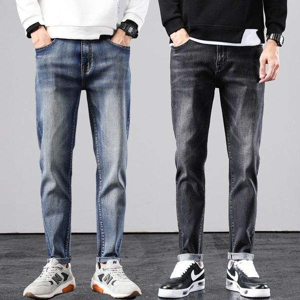 

2021 spring/summer new jeans men's youth self-cultivation little feet old men's trousers korean version of the trend of thin tro, Blue