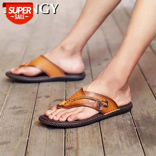 

men sandals summer shoes men beach sandals brand casual shoes flip flops leather sneakers slippers men&#39s #018d, Black
