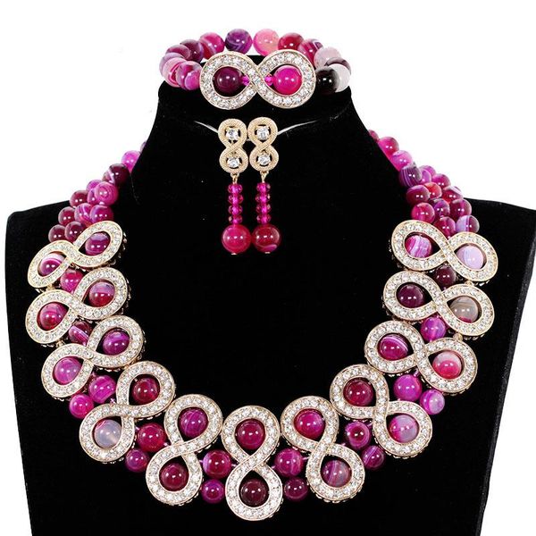 

earrings & necklace latest pink african beads jewelry set gold accessory costume nigerian for wedding we089, Silver