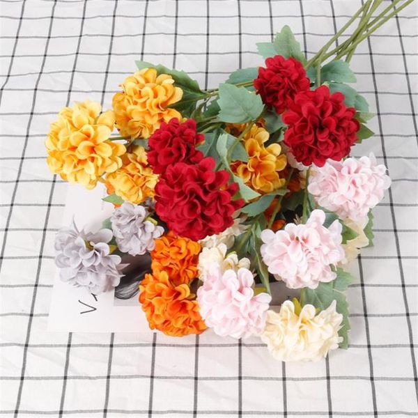 

decorative flowers & wreaths 5pcs long stem dahlia pinnate (5 heads/piece) 27.56" length simulation round chrysanthemum for wedding cen