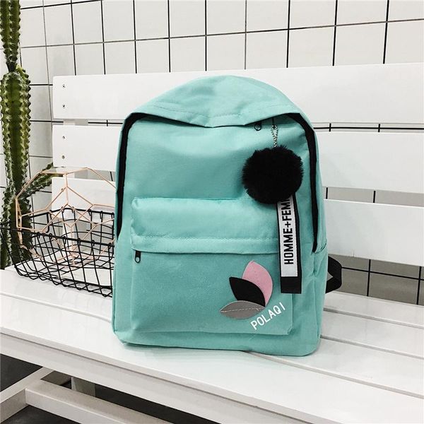 

outdoor bags 2021 fashion nylon women backpack doll pendant travel pack shoulder bag anti-theft hand female solid color backpacks