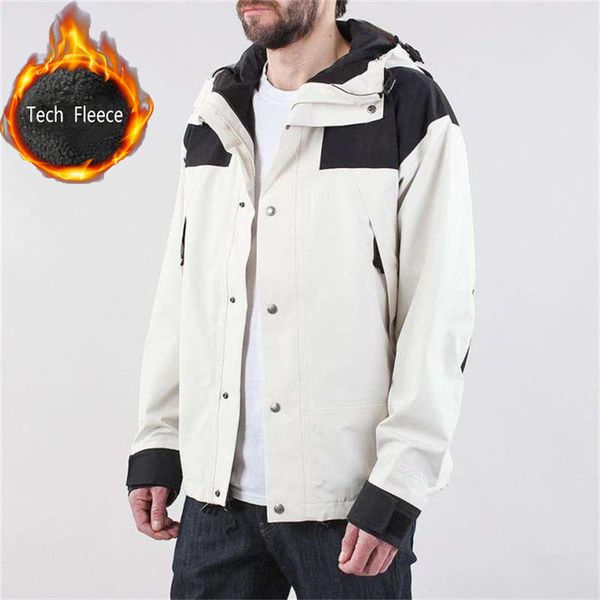 

Men Jackets Mens Tech Fleece Coat Autumn Winter Warm Jacket Plus Velvet Outerwear Three In One Style Windproof Coats Sport Mountain Clothes, Red-thin