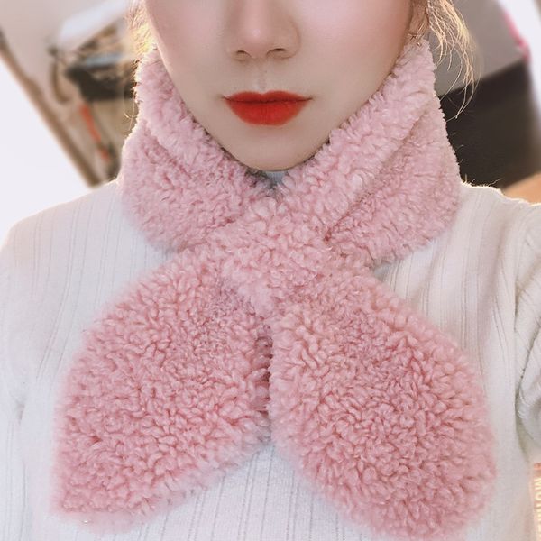 

2021 autumn pine imitation rabbit hair female winter warm girl korean student lamb wool scarf, Blue;gray