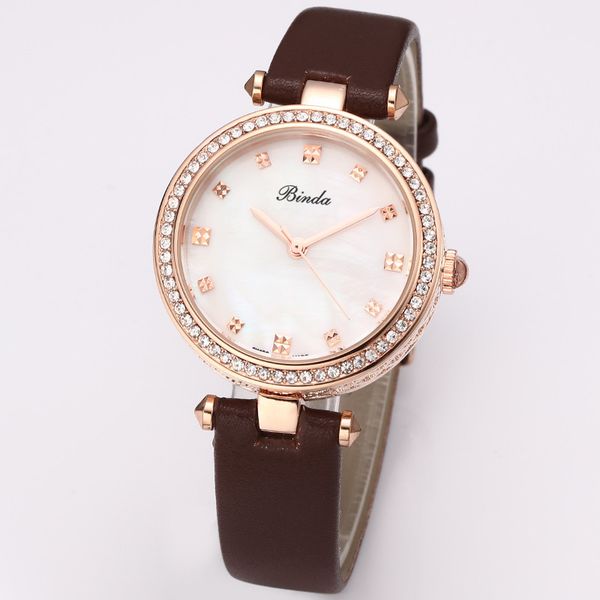 

watch womens belt small dial fashion simple temperament waterproof luxury inlaid with diamond quartz, Slivery;brown