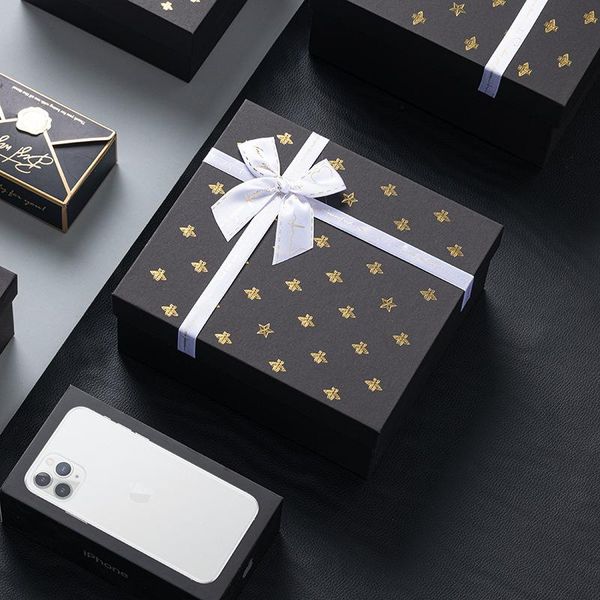 

valentine's day gift packaging box black gift packing box for comestic cloth perfume lipstick package birthday present