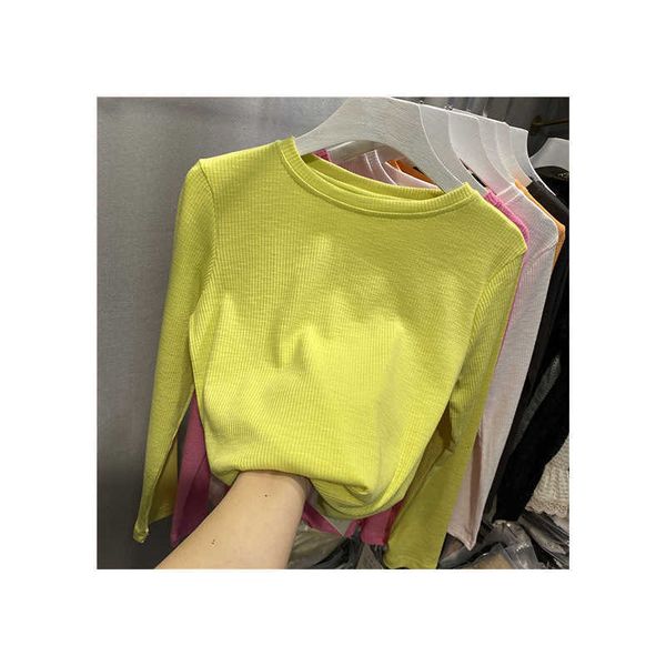 

women's sweaters bright color round neck with long sleeve t-shirt women's autumn cloth korean net red versatile bottomed shirt wom, White;black