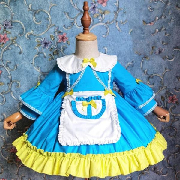 

girl's dresses baby clothing spanish lolita long sleeve lace ruffles sweet cute ball gown birthday party easter princess dress for girl, Red;yellow