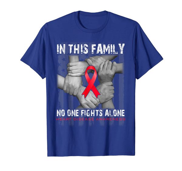 

in this family no one fights alone HEART DISEASE T-Shirt, White;black