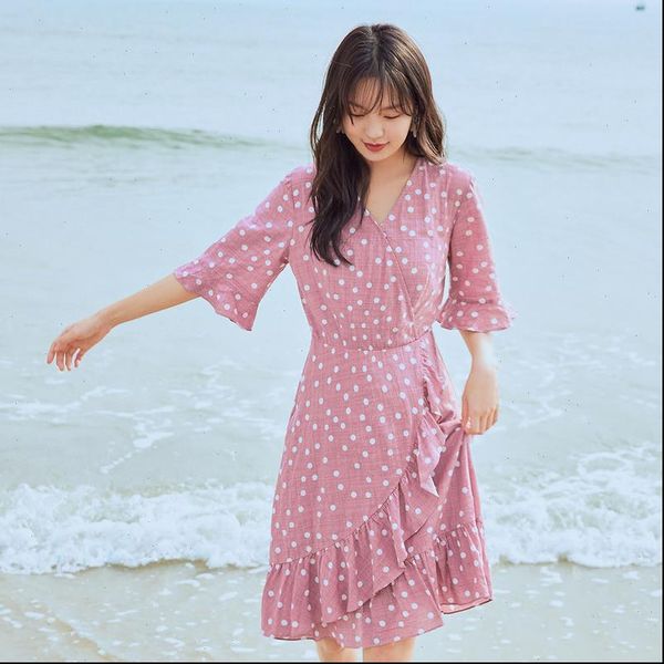 

2021 summer new arrival irregular falbala fariy french style elegant short sleeve dress drop shipping good quality, Black;gray