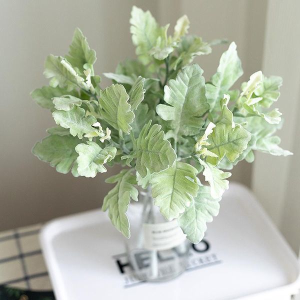 

decorative flowers & wreaths simulation artificial miller single antler eucalyptus fern green fake plant plush leaves home diy decora