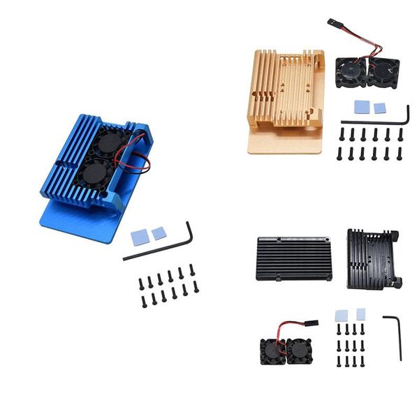 

fans & coolings for raspberry pi 3 model b dual aluminum alloy case metal color armor shell with heatsinks