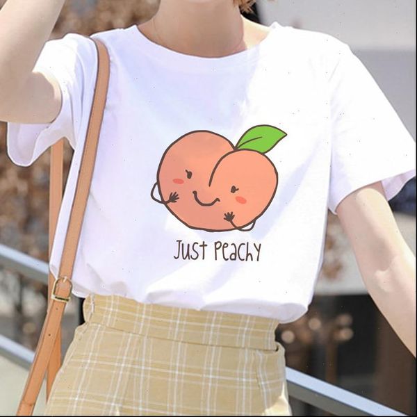 

cartoon peach juice japanses aesthetic t shirt women harajuku cute white summer casual outfit fashion cotton