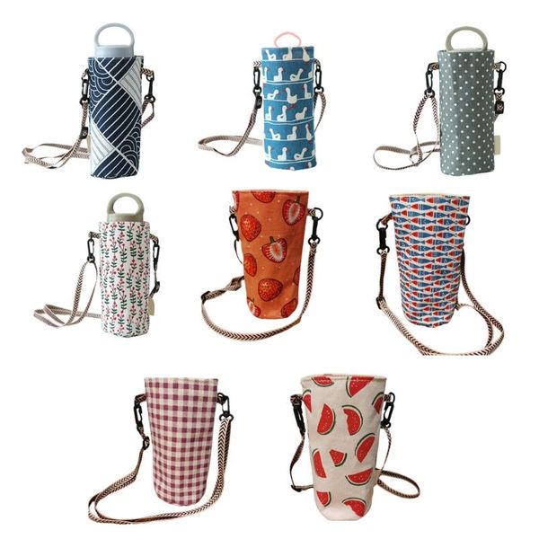 

mugs creative packable water bottle tote carrier bag tumbler cup holder pouch with adjustable shoulder strap crossbody mug sling 40ja