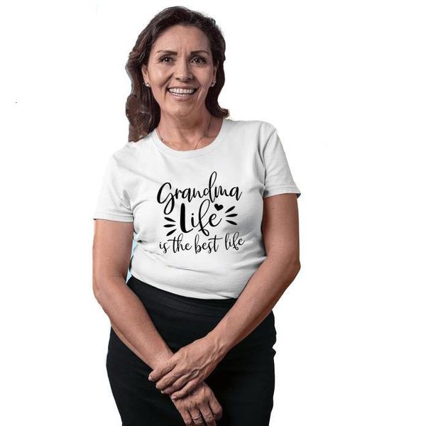 

grandma life is the life print women tshirt summer casual short sleeve grandma t shirt tee clothes grandma gift, White