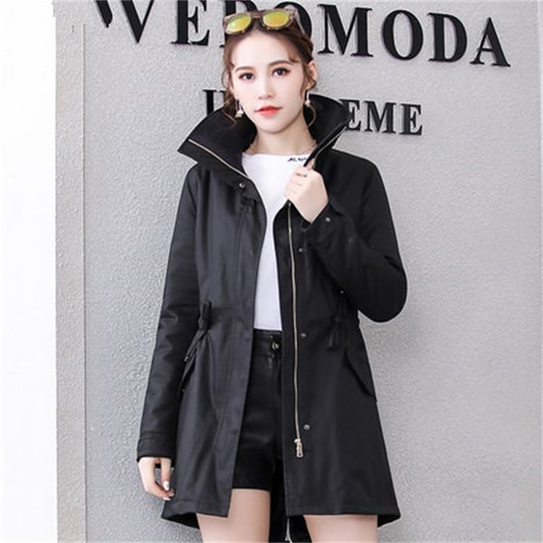 

new thick women turtlenecks fake rabbit fur lining big size parkas n13 c71h, Black