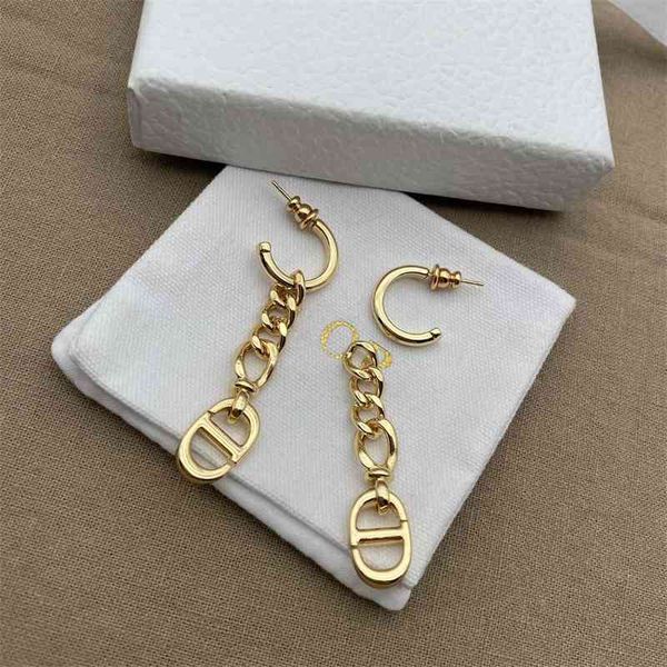 

75%off outlet new link tassel parents' thick chain letter back hanging earrings, Silver